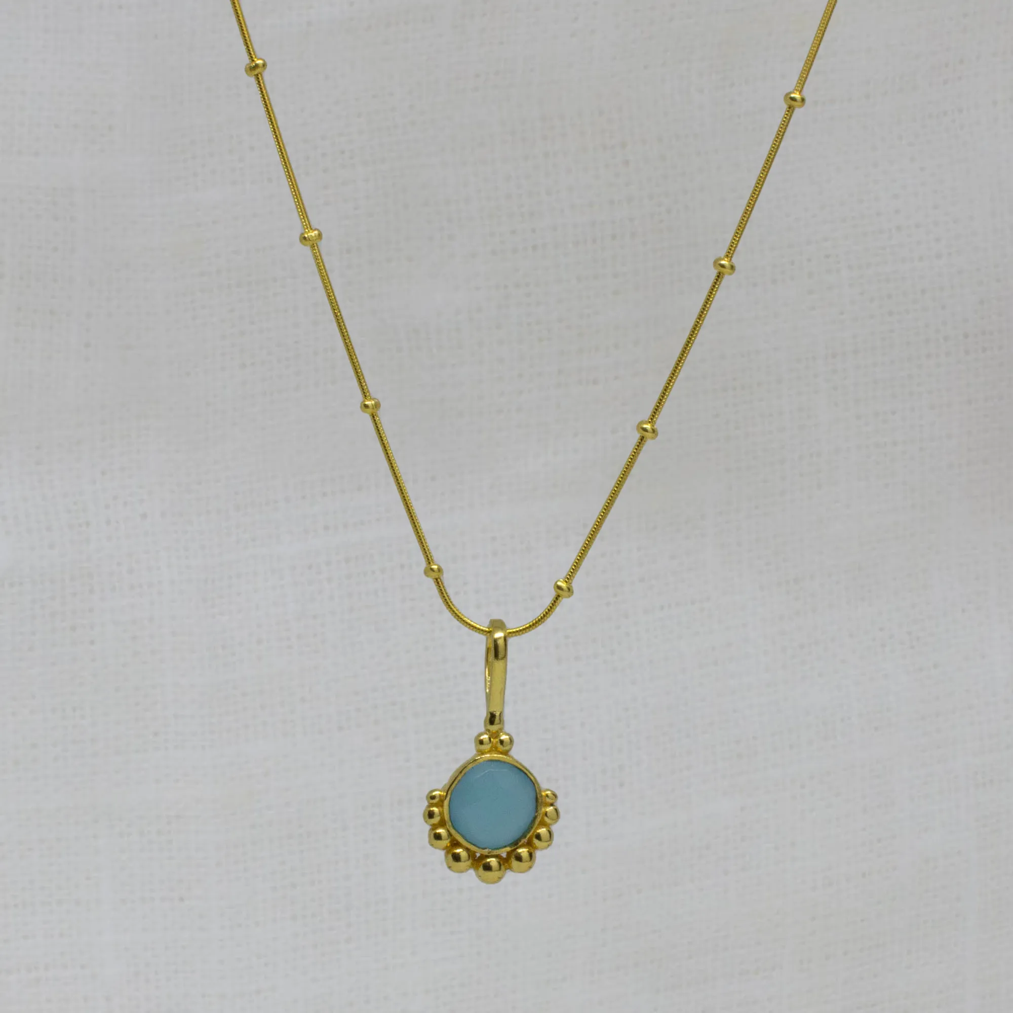 Gemstone Gold Dot Pendant Necklace