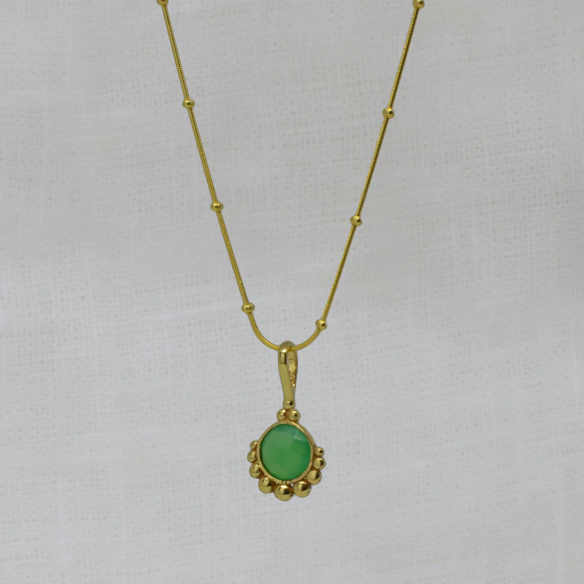 Gemstone Gold Dot Pendant Necklace