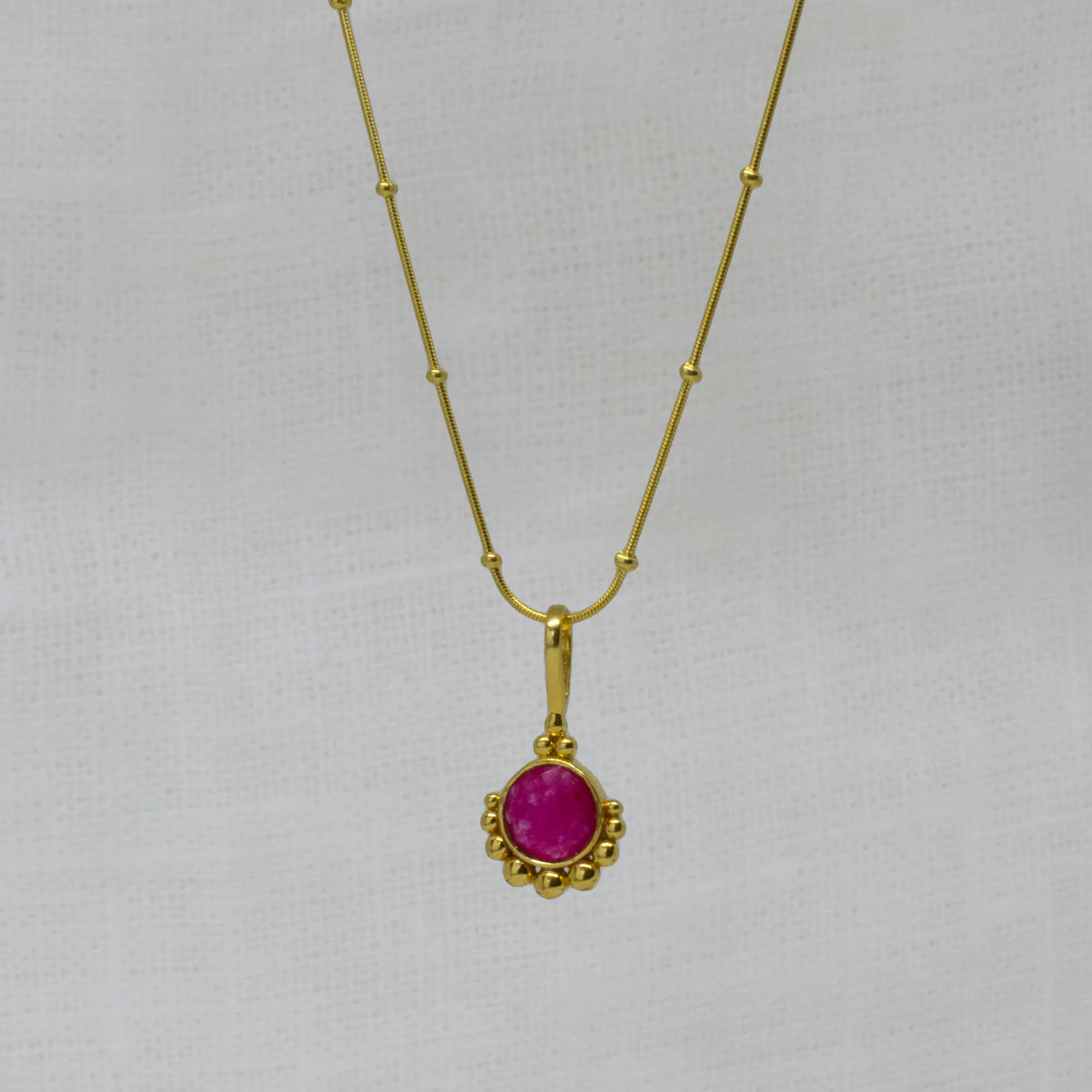 Gemstone Gold Dot Pendant Necklace