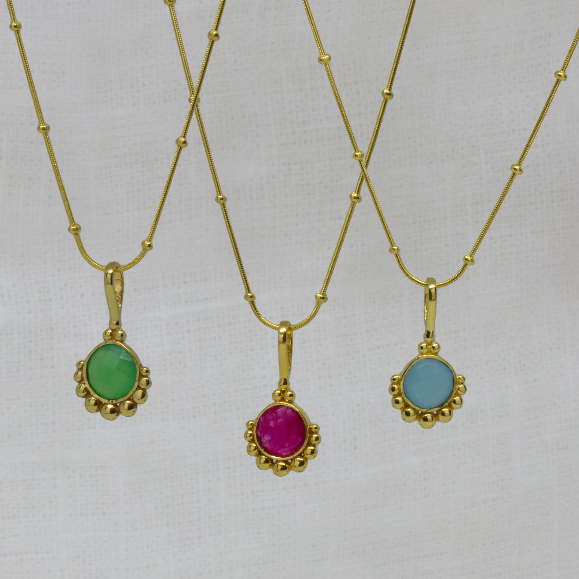 Gemstone Gold Dot Pendant Necklace