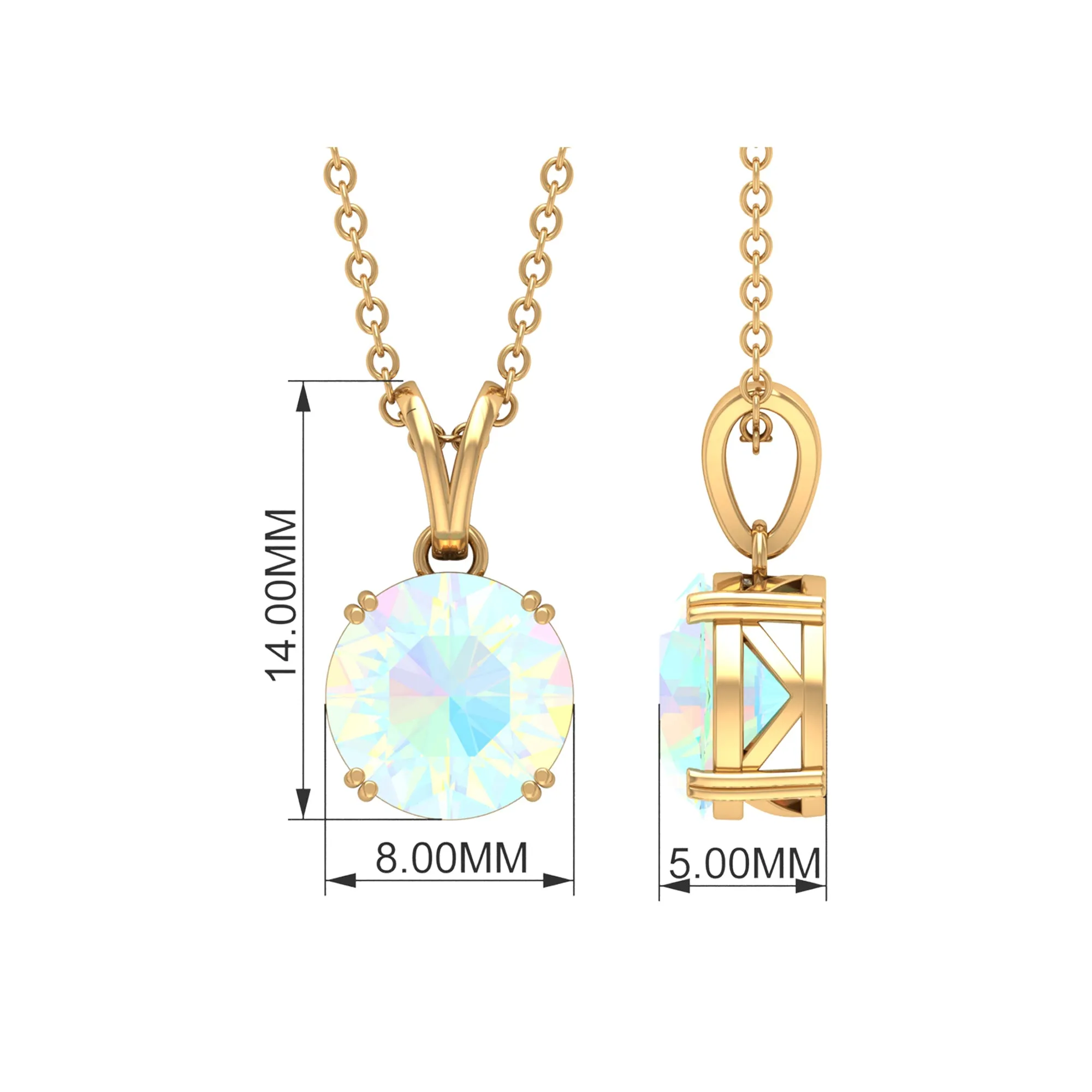 Genuine Ethiopian Opal Solitaire Pendant Necklace