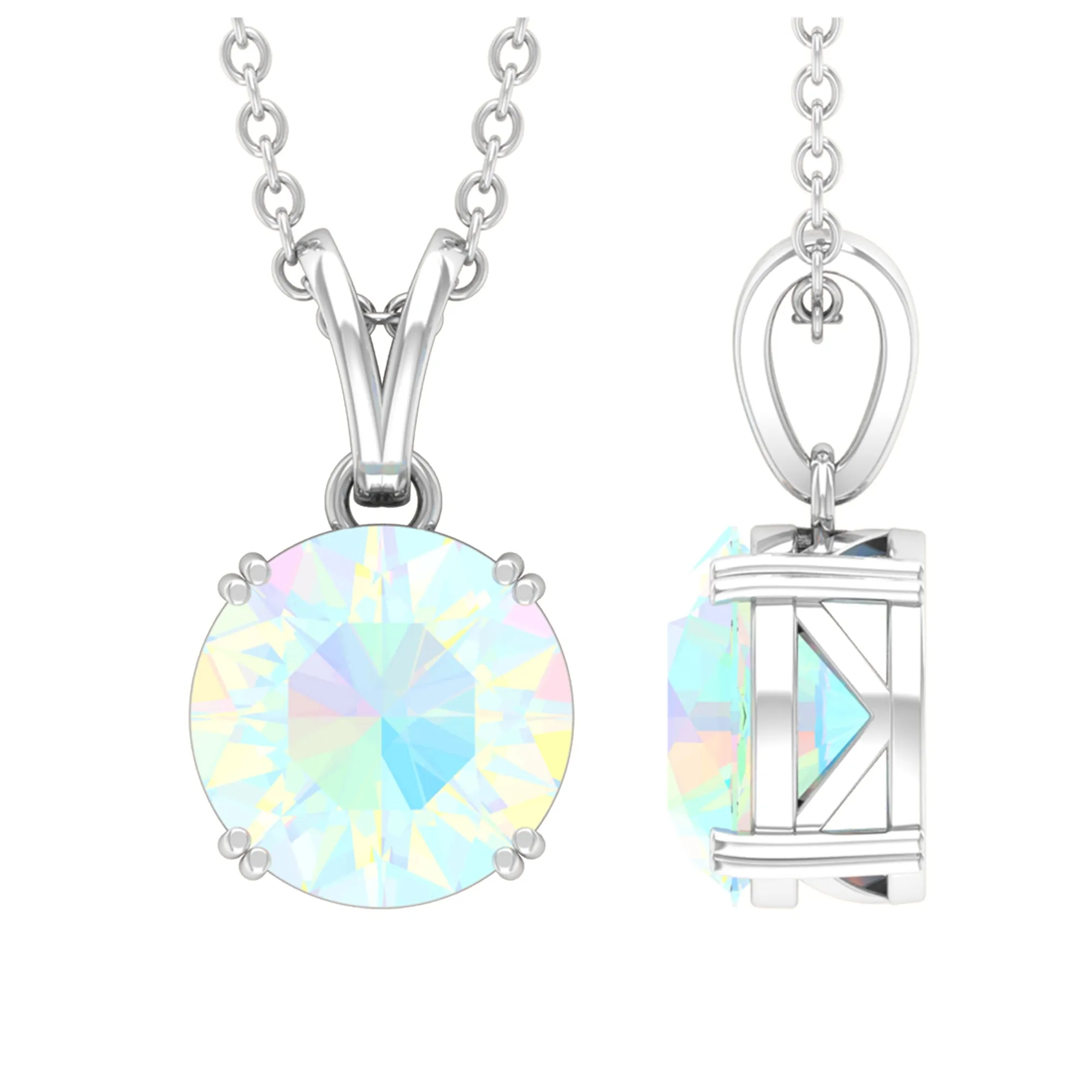 Genuine Ethiopian Opal Solitaire Pendant Necklace