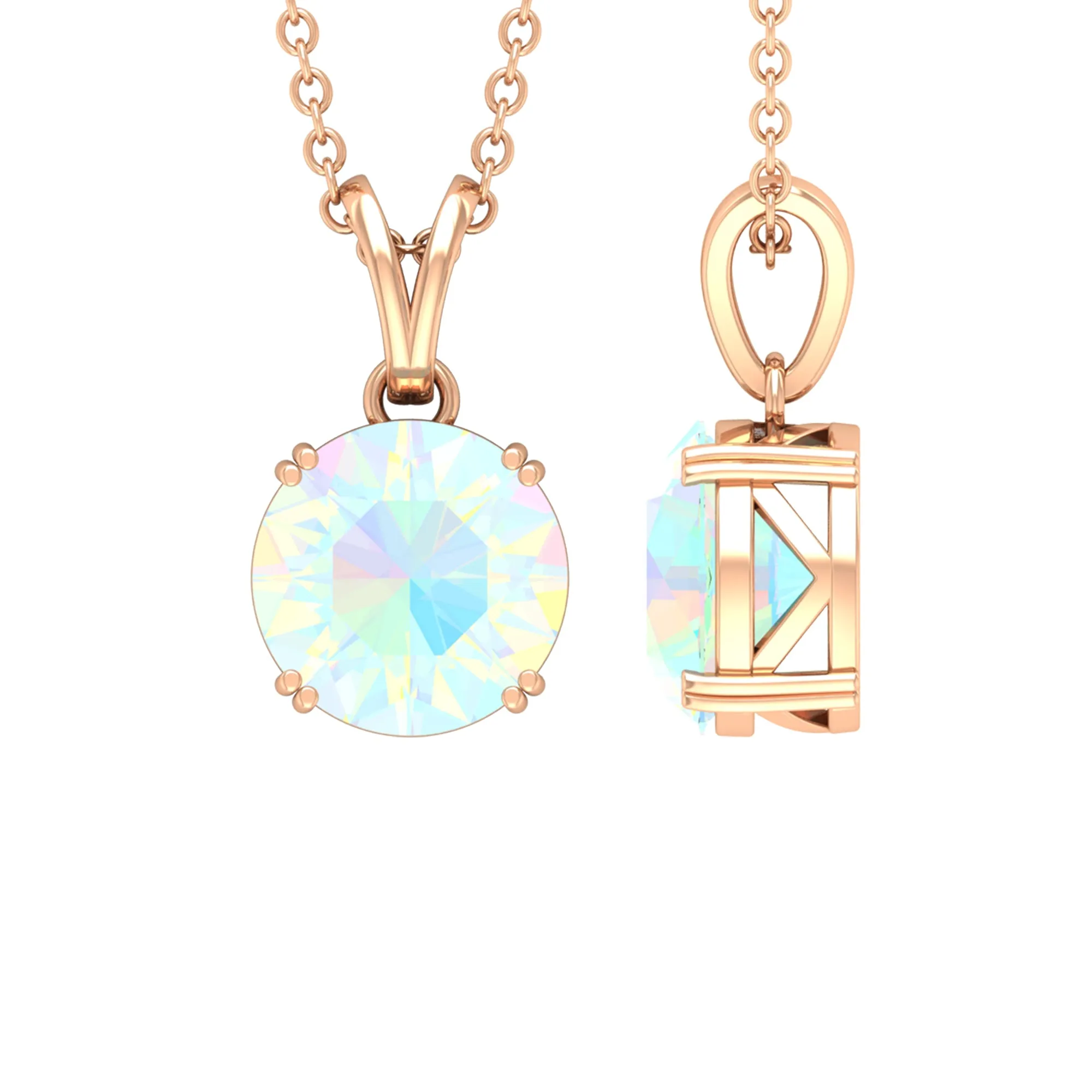 Genuine Ethiopian Opal Solitaire Pendant Necklace