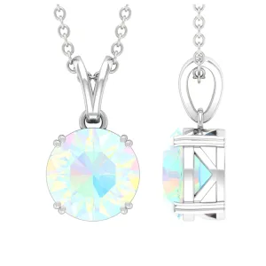 Genuine Ethiopian Opal Solitaire Pendant Necklace