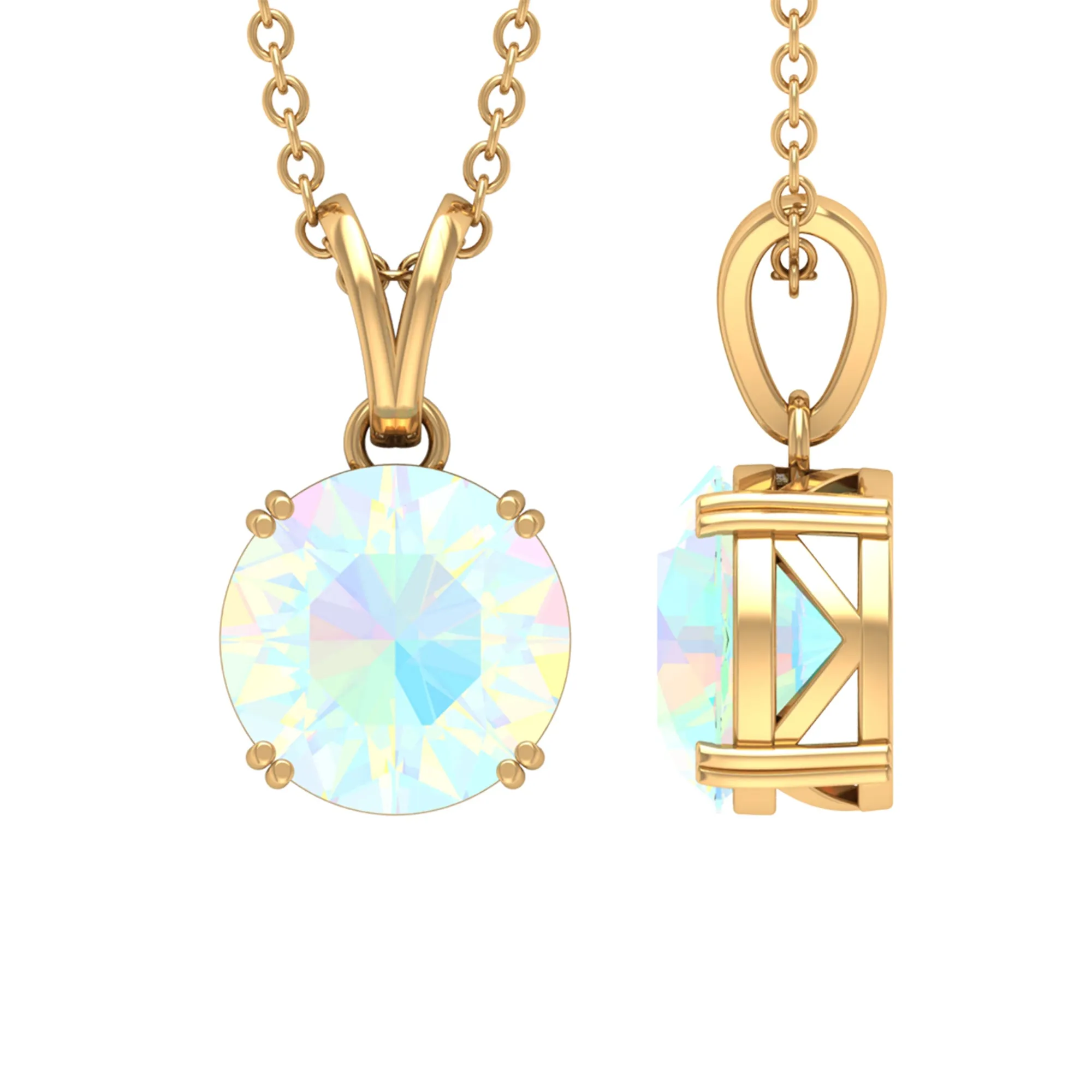 Genuine Ethiopian Opal Solitaire Pendant Necklace