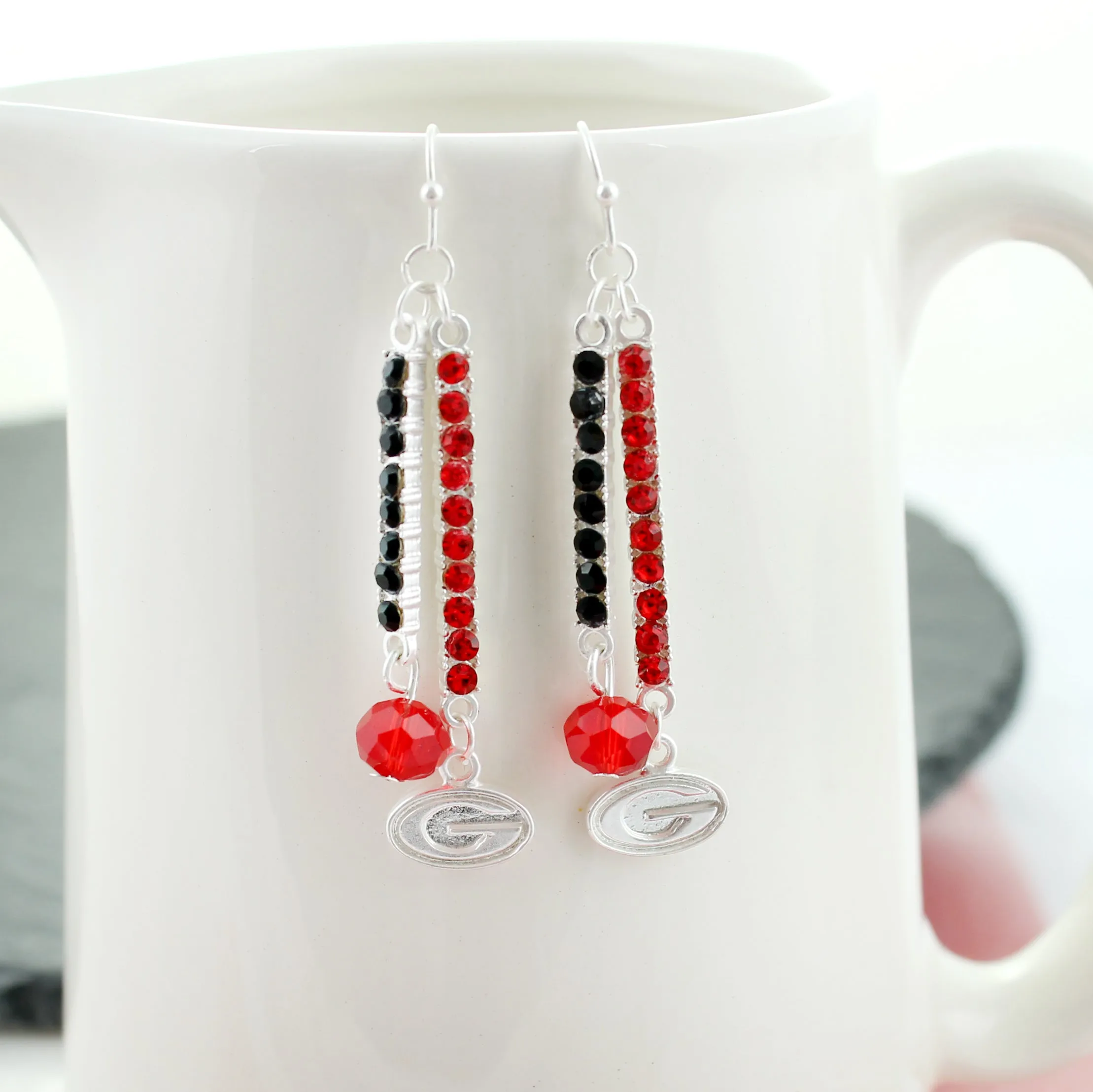 Georgia Logo & Crystal Bar Earrings