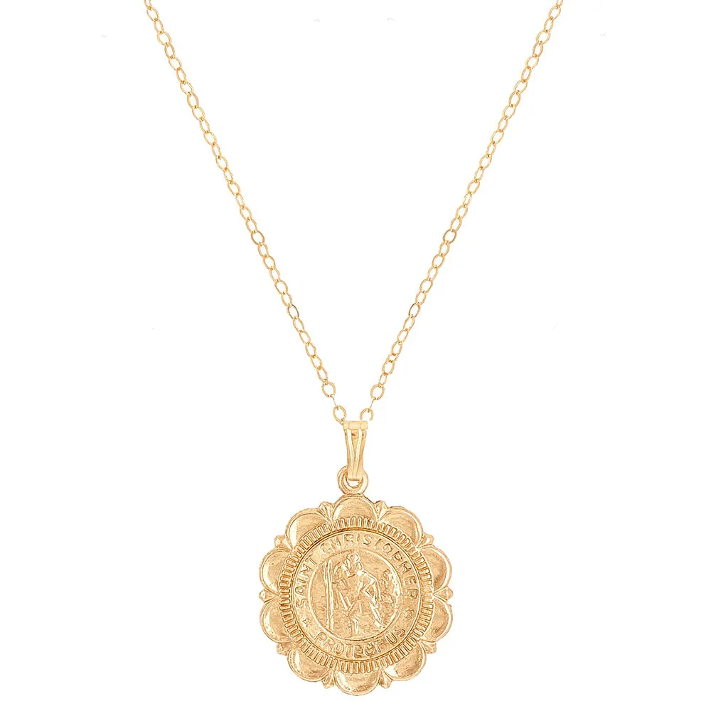 Gold-Filled Saint Christopher Coin Pendant Necklace