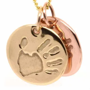 Gold Handprint Disc Charm