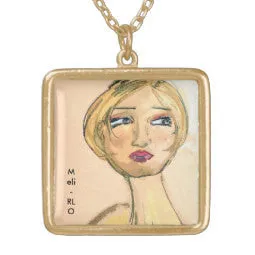 GOLD Necklaces: Original Pastel "ART-DECO" Inspired Art Necklaces