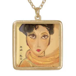 GOLD Necklaces: Original Pastel "ART-DECO" Inspired Art Necklaces