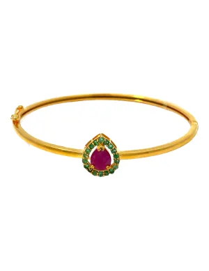 Gold Ruby Emerald Bangle Bracelet 22 Karat