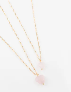 Gold Semi-Precious Mini Heart Necklace Pack