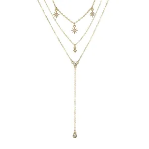 Gold Starburst Lariat Necklace