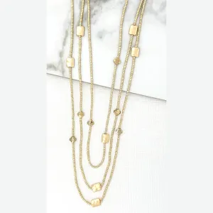 Gold Three Layer Seed Bead Necklace