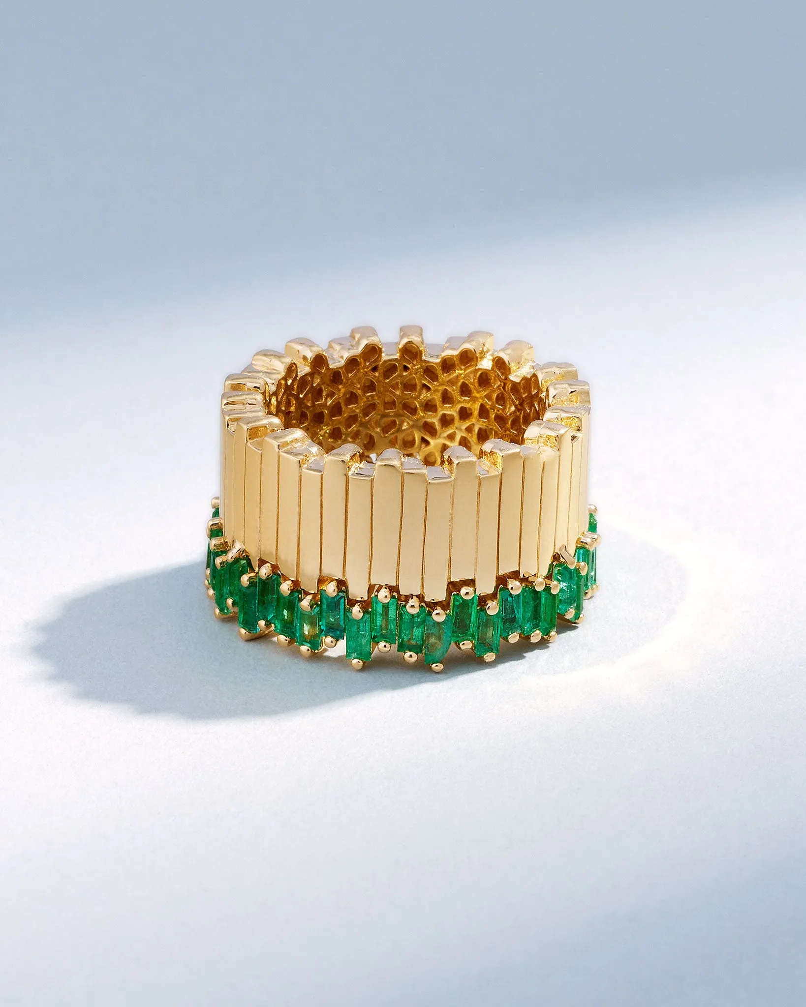 Golden Milli Stacker Emerald Eternity Band