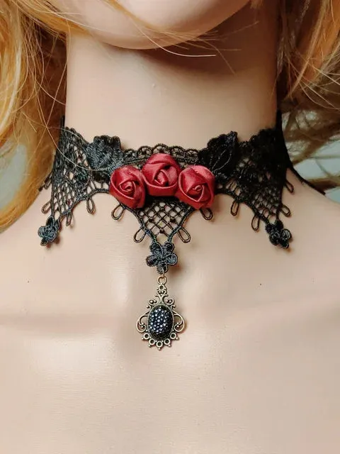 Gothic Chokers - Black Beaded