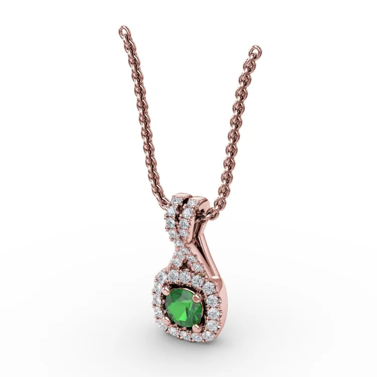 Halo Emerald and Diamond Pendant