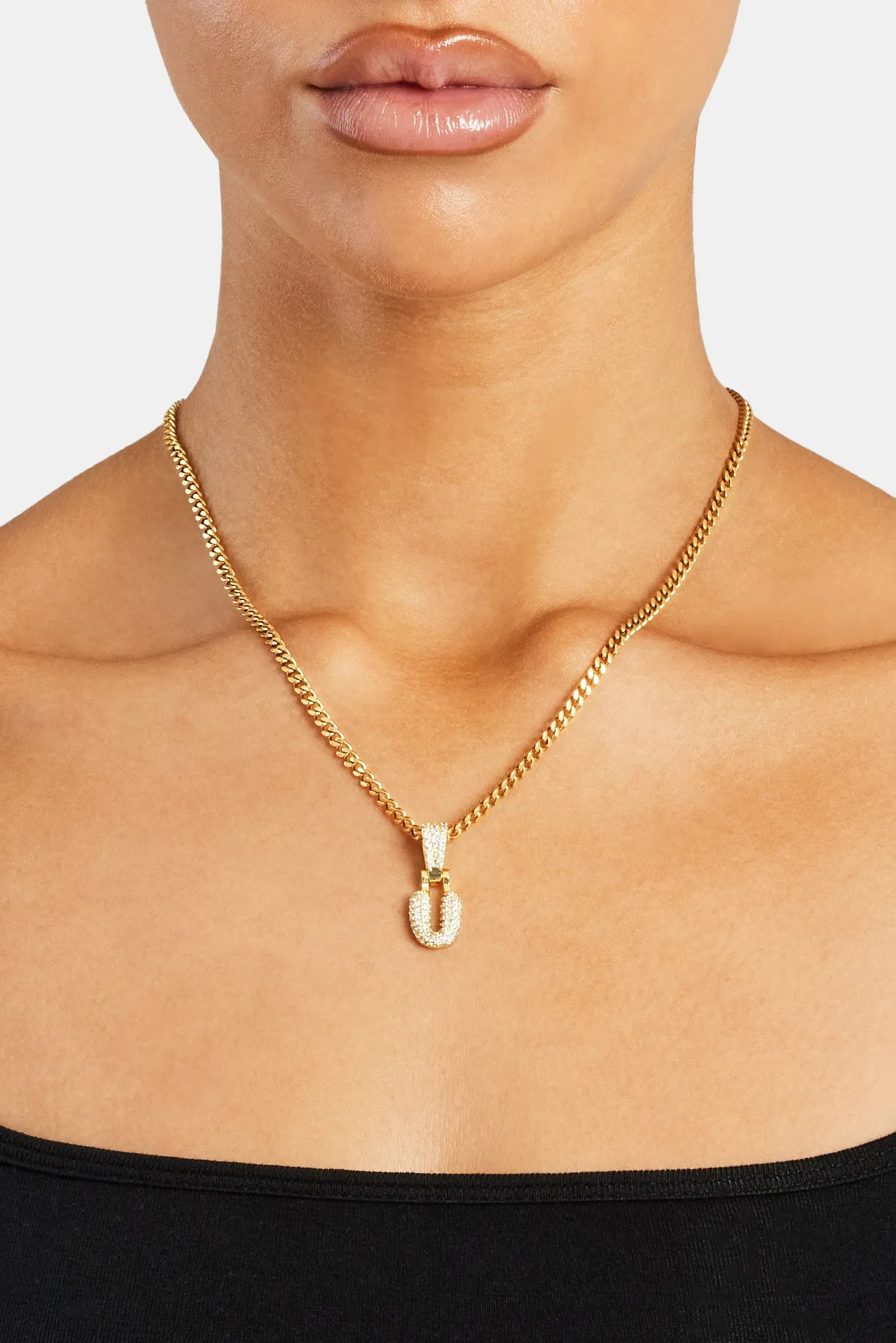 Iced Mini Bubble Pendant & Micro Cuban Chain - Gold