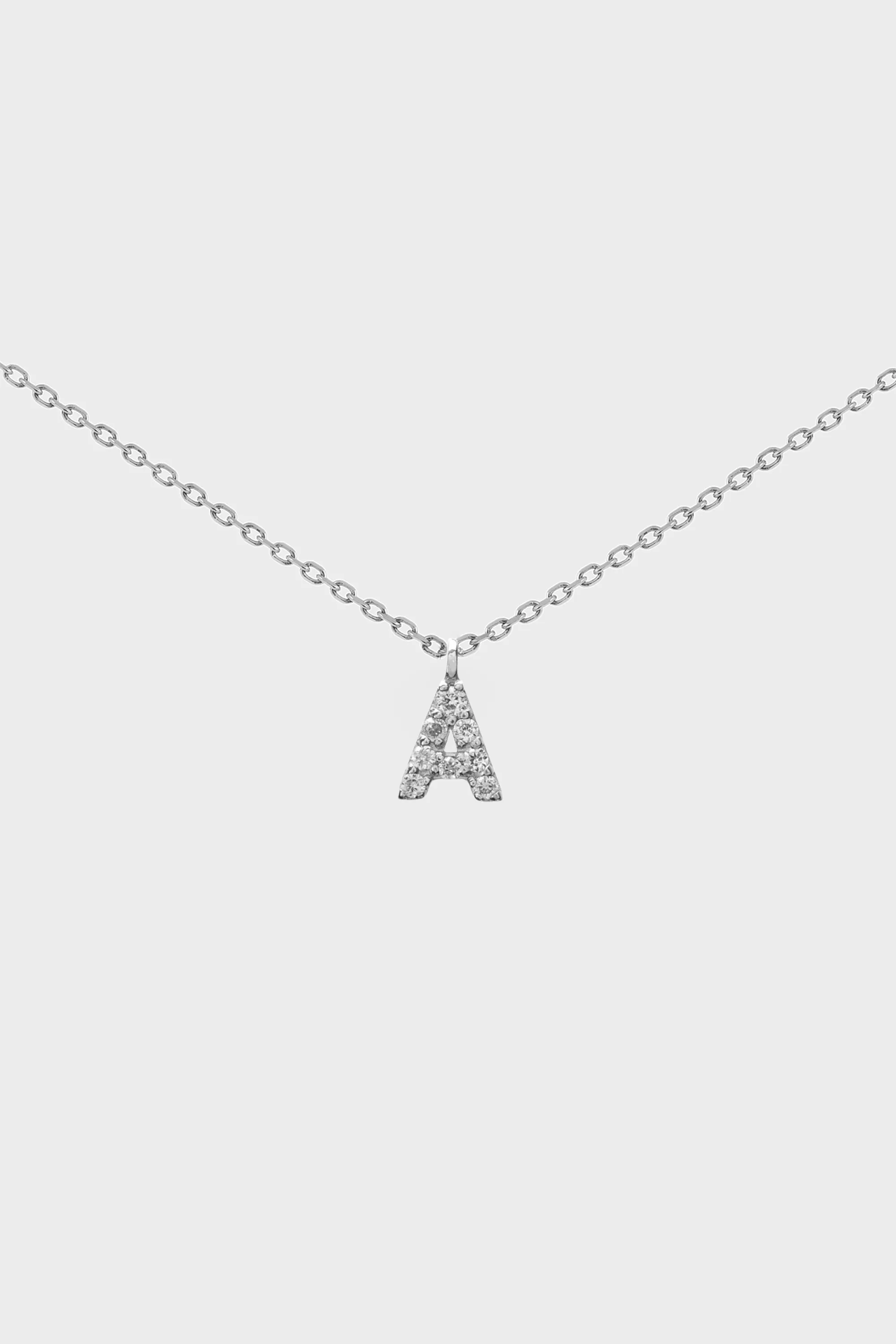 IN STOCK DIAMOND INITIAL NECKLACE WHITE GOLD