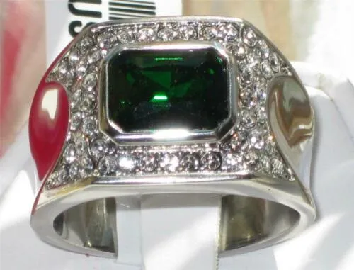 Jewellery Kingdom Signet Cubic Zirconia Green Stainless Steel Pinky Mens Emerald Ring