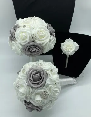 KAYLEE ~ Real Touch Roses Brooch Bouquet or DIY KIT