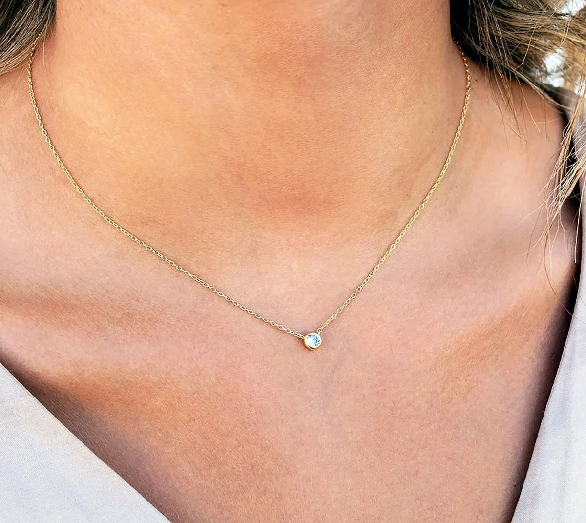 Kyerlyn Cubic Zirconia Dainty Gold Necklaces