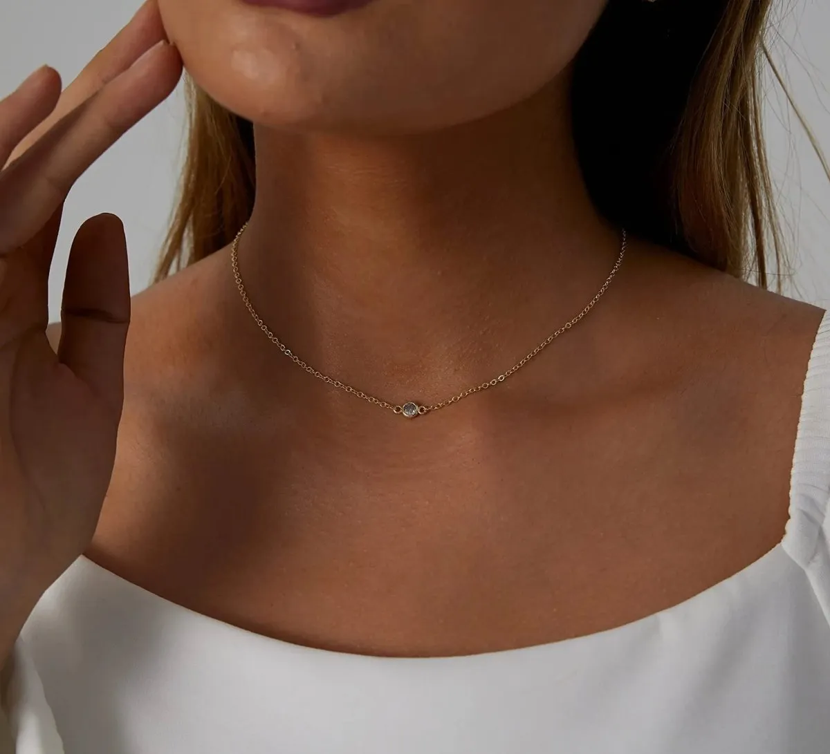 Kyerlyn Cubic Zirconia Dainty Gold Necklaces