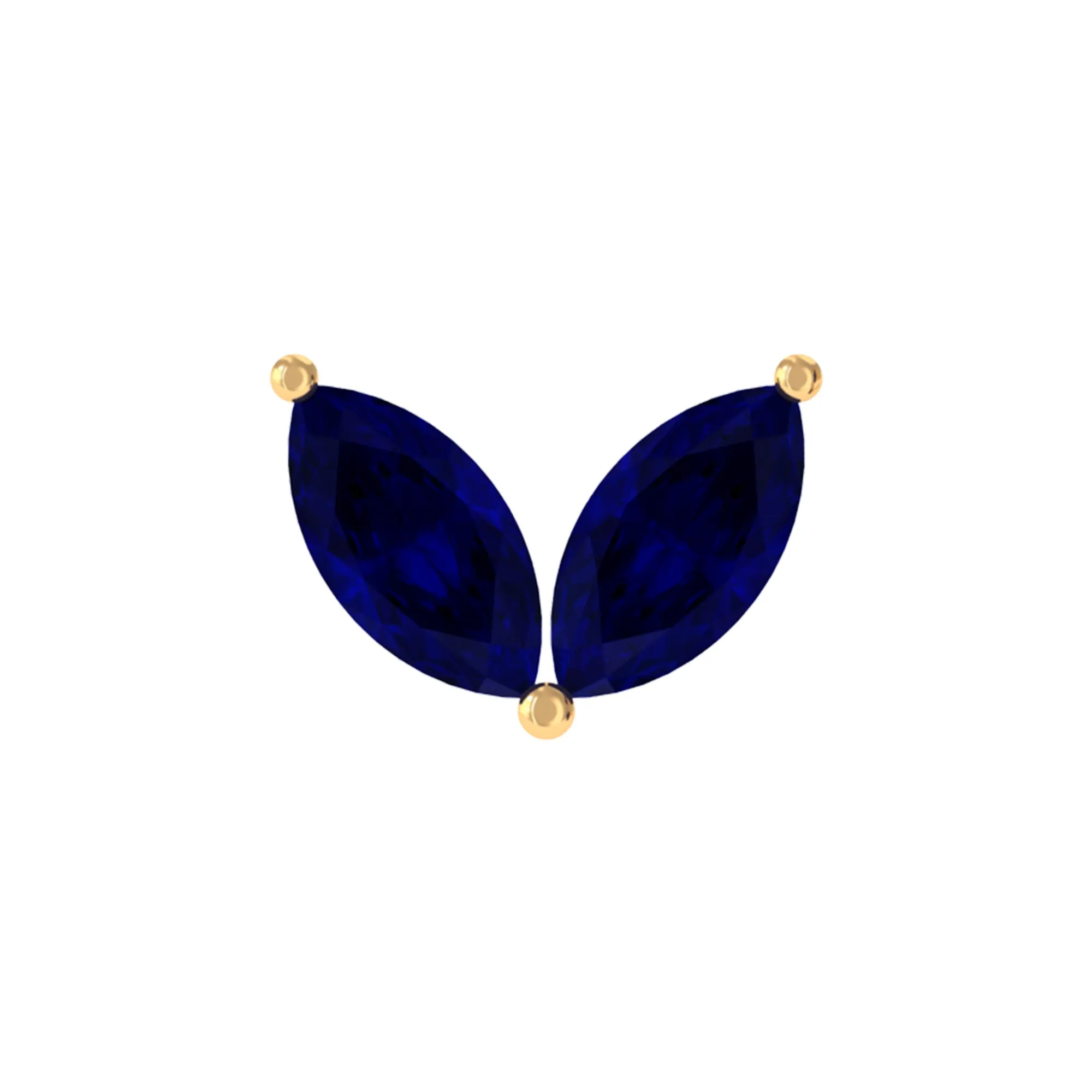 Lab Created Blue Sapphire 2 Stone Leaf Helix Earring