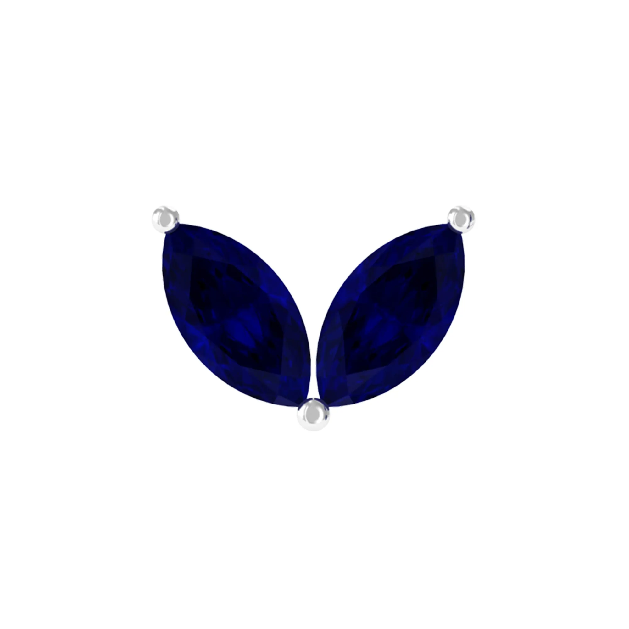 Lab Created Blue Sapphire 2 Stone Leaf Helix Earring