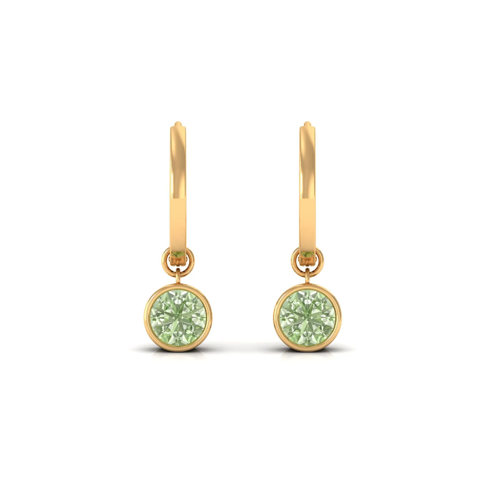 Lab Grown Green Sapphire Hoop Drop Earrings