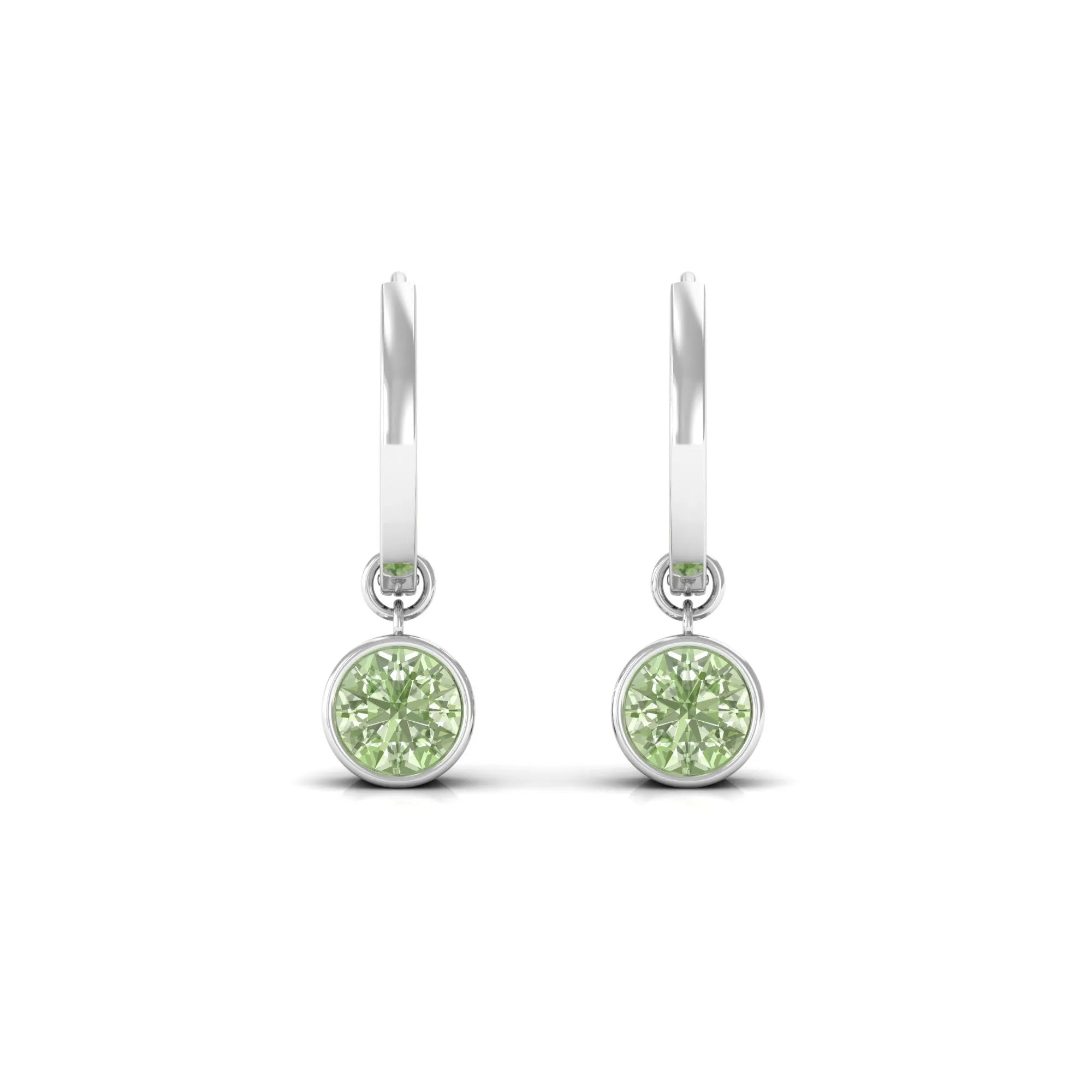 Lab Grown Green Sapphire Hoop Drop Earrings