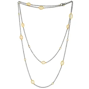 Lika Behar "Katya" Opal Necklace in Sterling Silver & 24K Gold 38" Adjustable KAT-N-105-GXOP