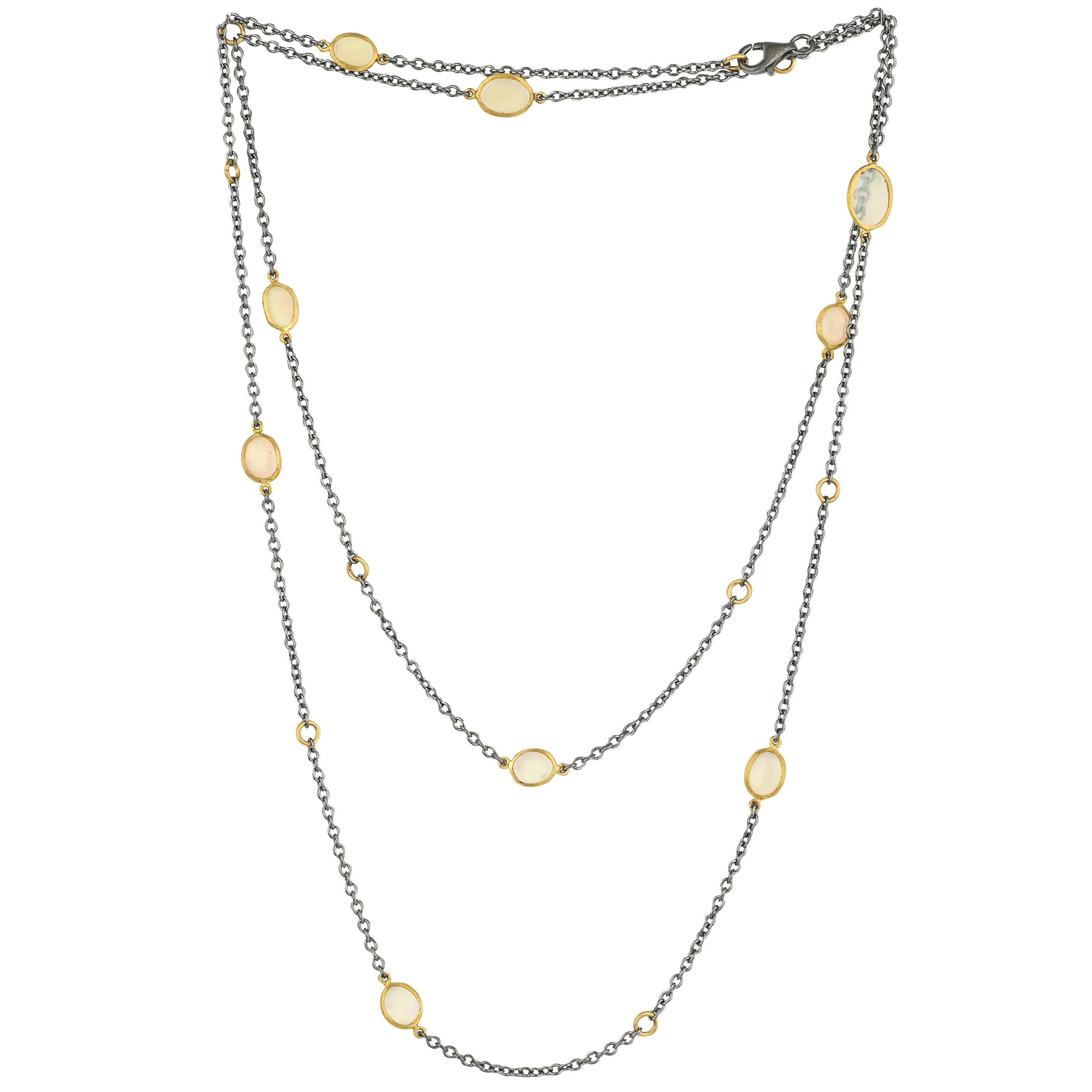 Lika Behar "Katya" Opal Necklace in Sterling Silver & 24K Gold 38" Adjustable KAT-N-105-GXOP