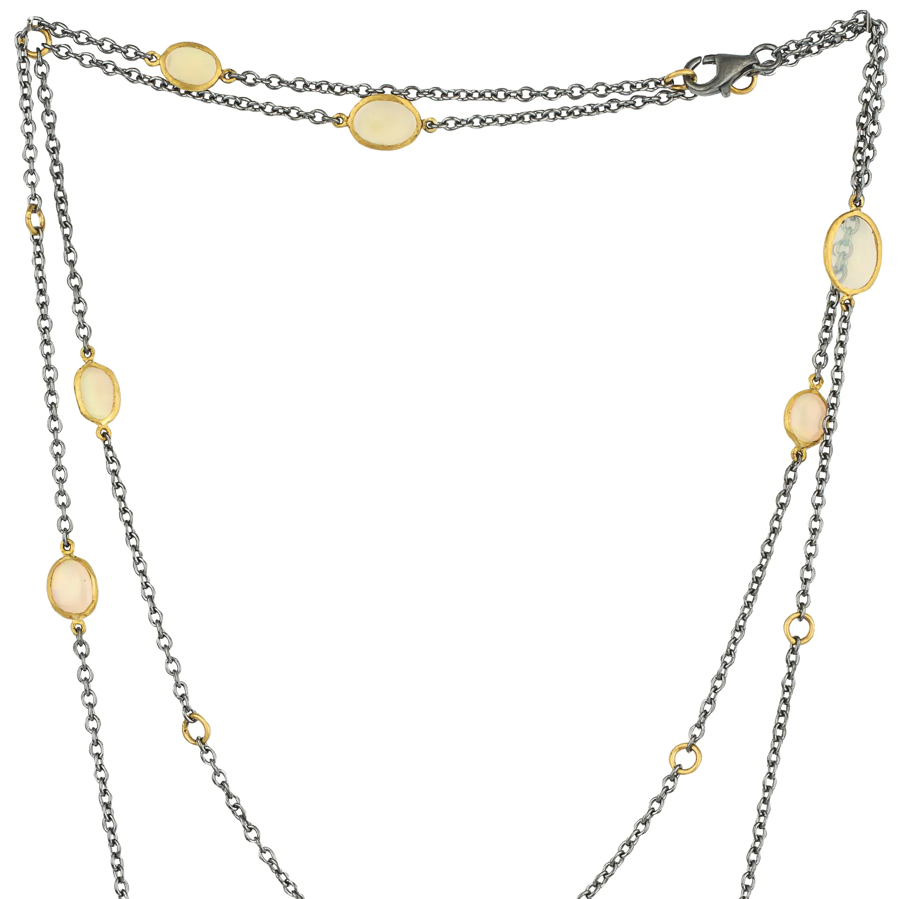 Lika Behar "Katya" Opal Necklace in Sterling Silver & 24K Gold 38" Adjustable KAT-N-105-GXOP