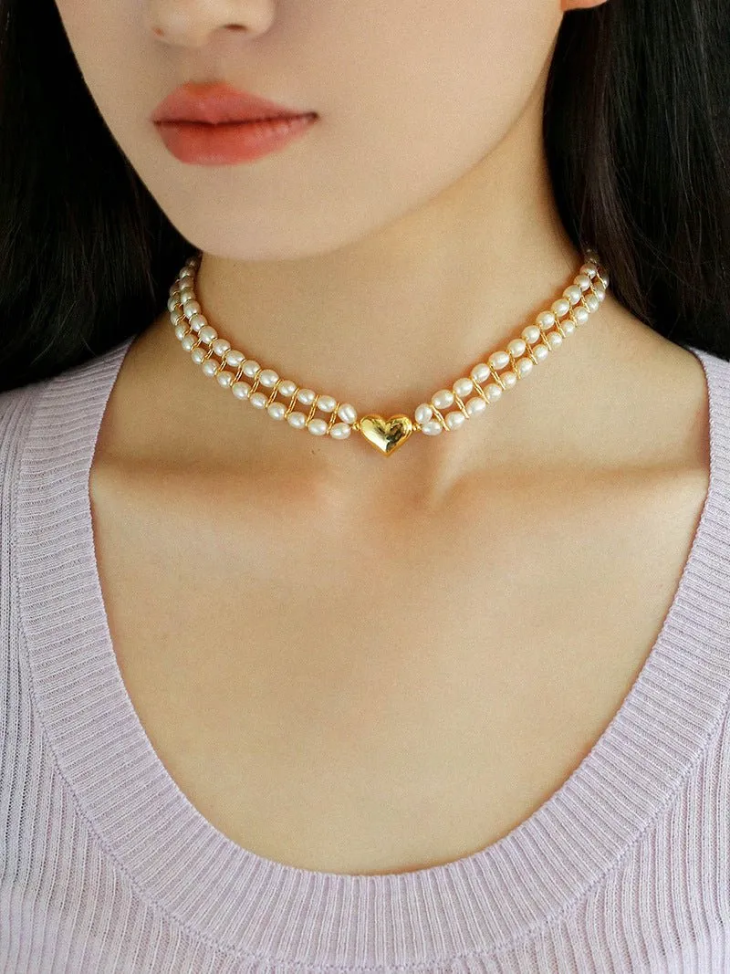 Love Choker Vintage Double Strand Pearls