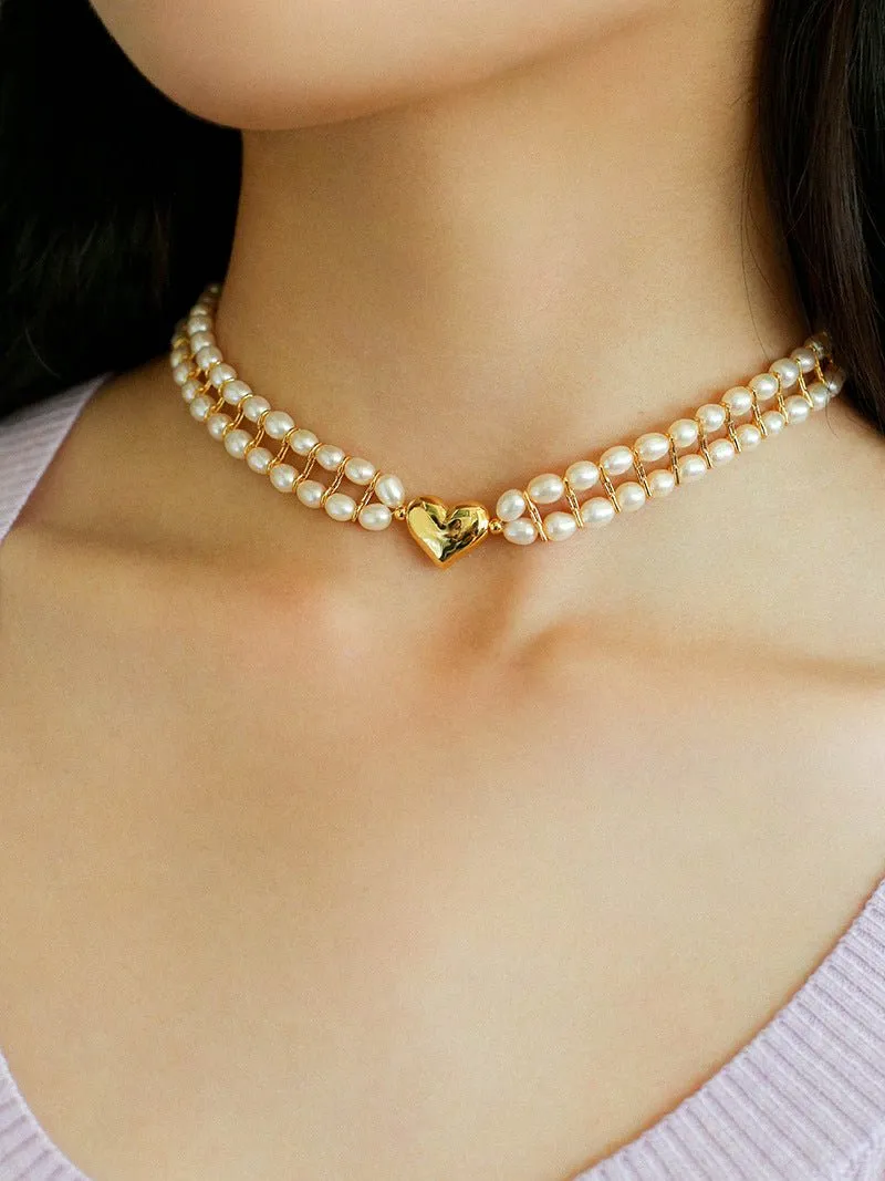 Love Choker Vintage Double Strand Pearls