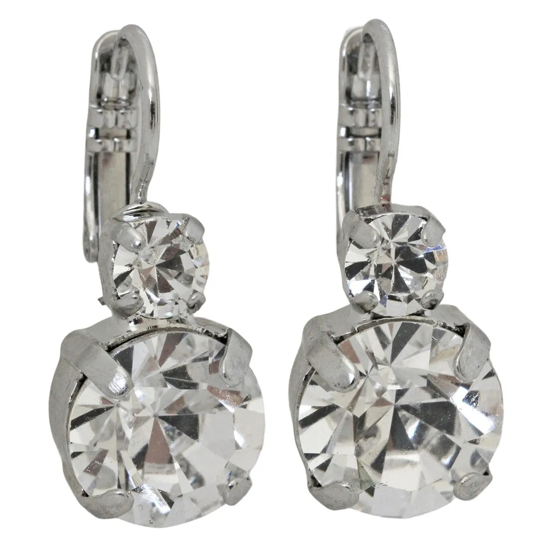 Mariana "On A Clear Day" Rhodium Plated Lovable Double Stone Crystal Earrings, 1037 001001