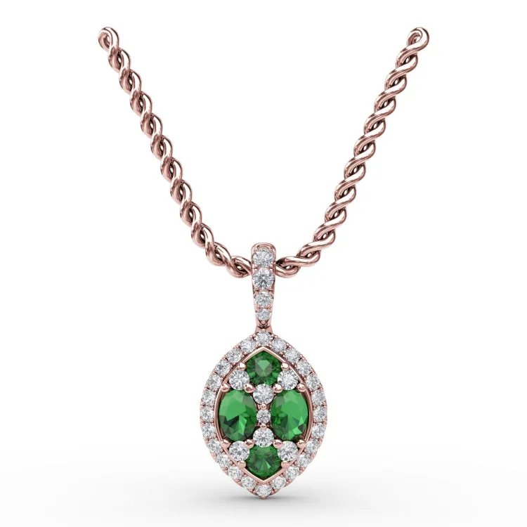 Marquise Emerald and Diamond Pendant