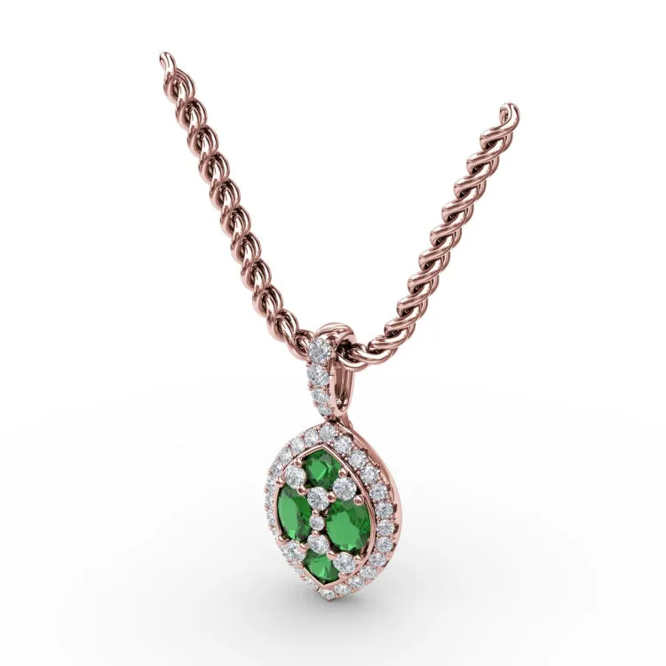 Marquise Emerald and Diamond Pendant