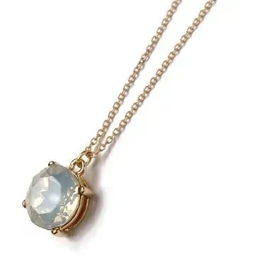 Matte Gold Opal Faux Crystal Charm Necklace