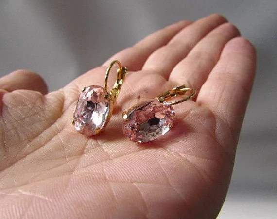 Medium Blush Pink Paste Glass Earrings