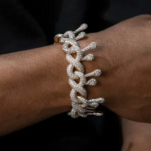 Mens White Gold Iced Out Drip Bracelet