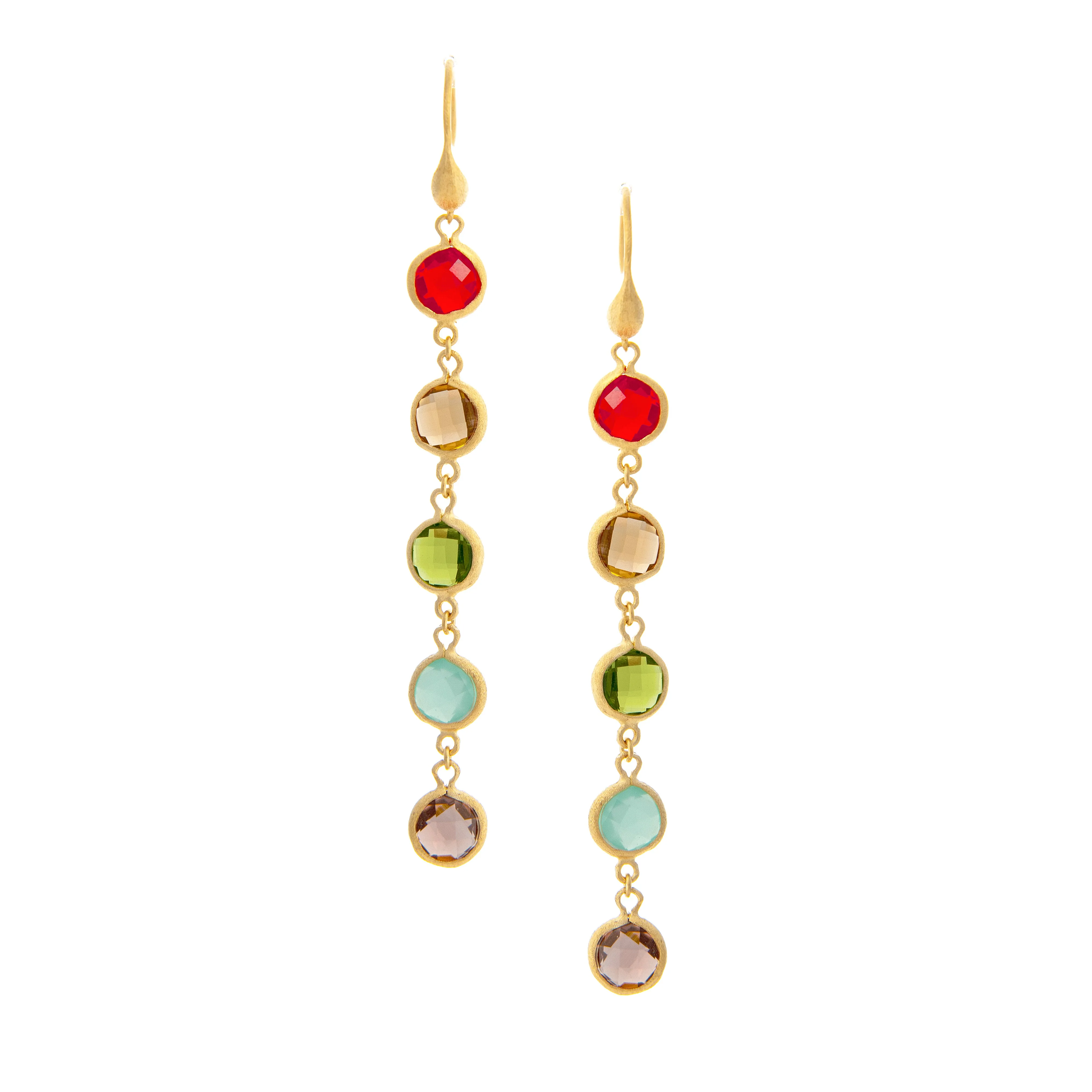 Multi Gem Drop Earrings - 3 Colors Available