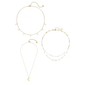 Multilayer Necklace Set in Gold