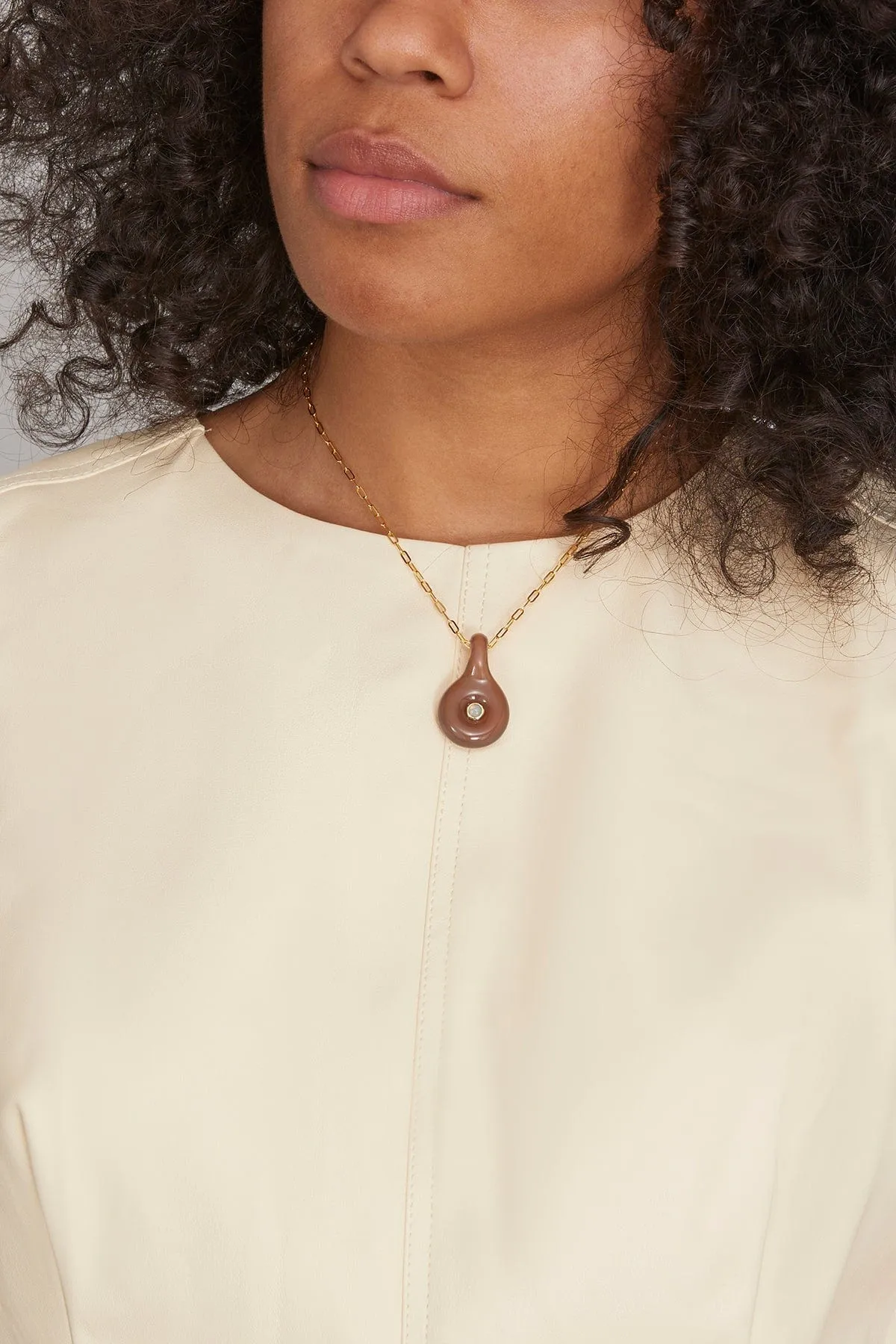 Muse Pendant Necklace in Sandstone/Taupe