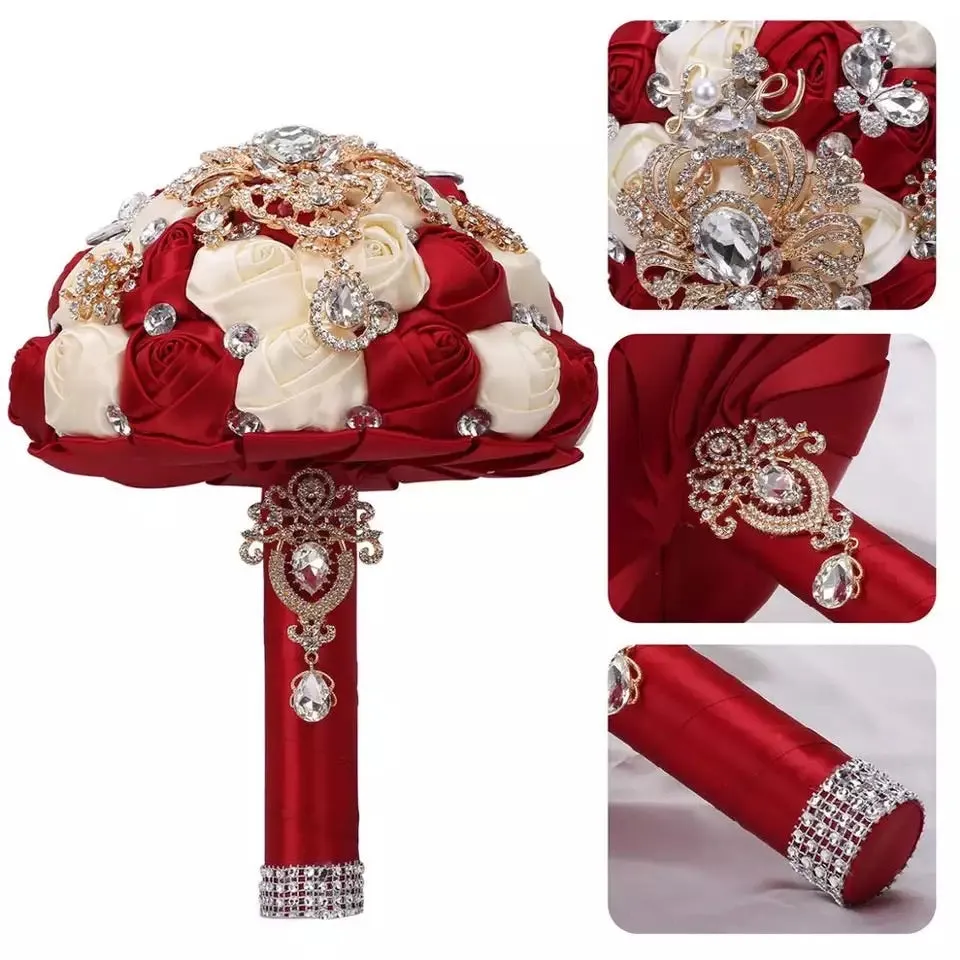 NIAN Satin Roses Brooch Bouquet or DIY KIT