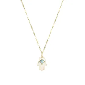 Opal Hamsa Charm Necklace