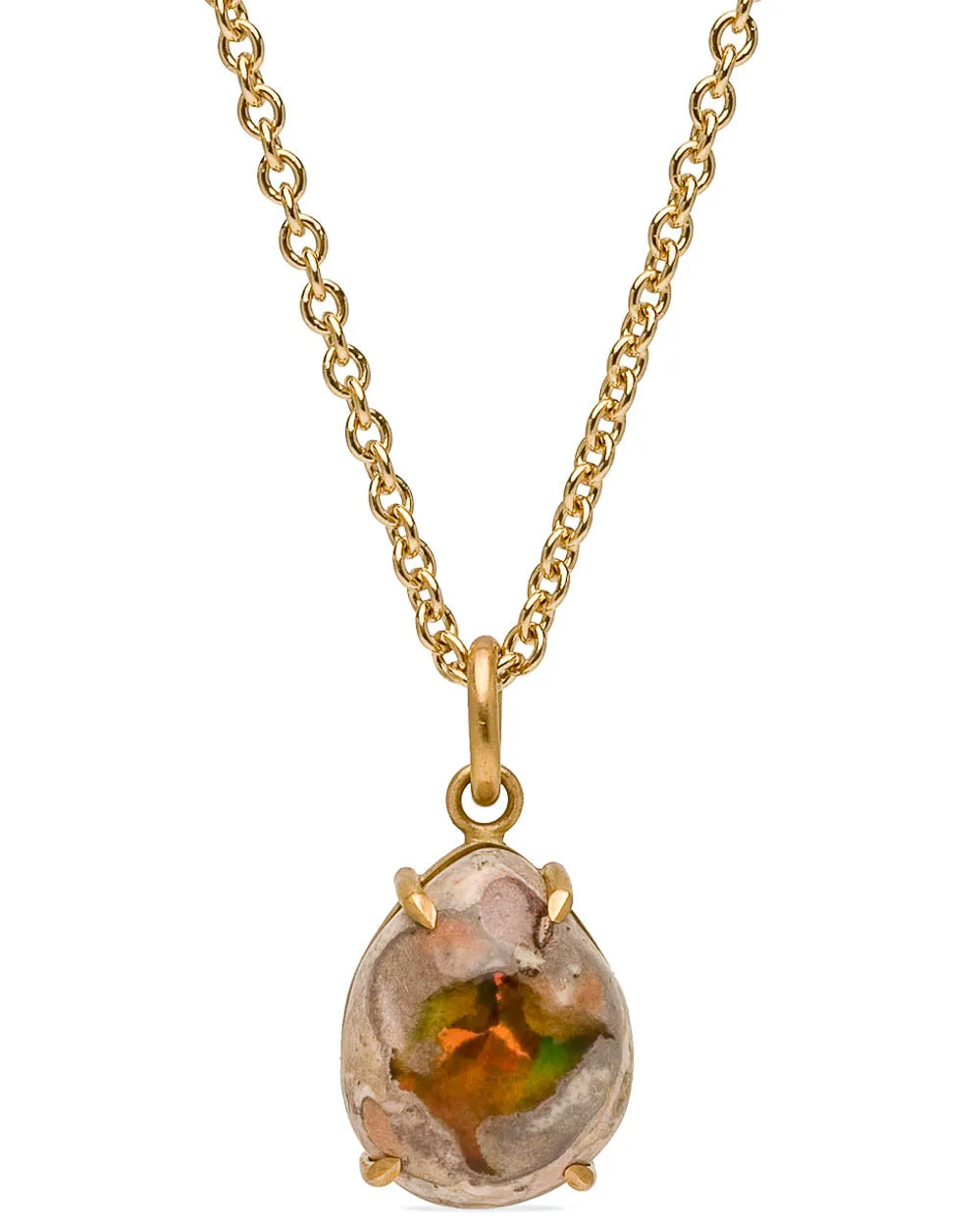 Opal Mexican Matrix Pear Shape Pendant Necklace