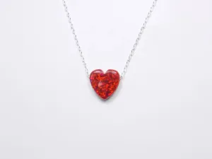 Opal Red Heart Silver Necklace