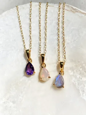 Pear Cut Gemstone Necklace